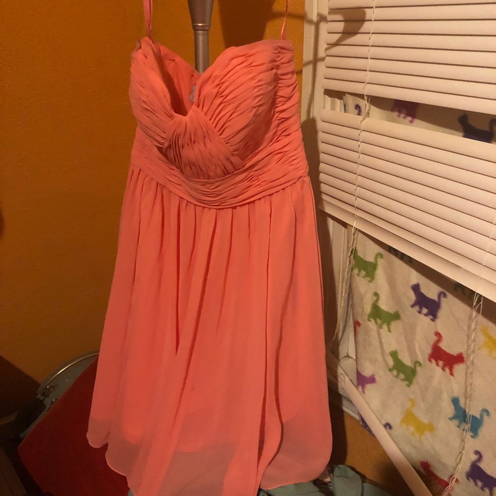 Mori Lee Peach Chiffon Bridesmaid Dress